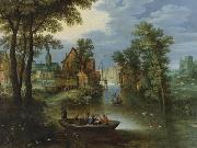 River landscape with religious theme Flight into Egypt Marten Rijckaert